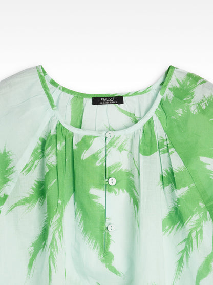 Blouse 100% Cotton With Printed Palm Trees