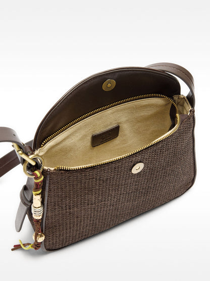 Crossbody Bag With Straw Effect Flap