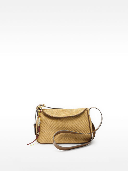 Crossbody Bag With Straw Effect Flap
