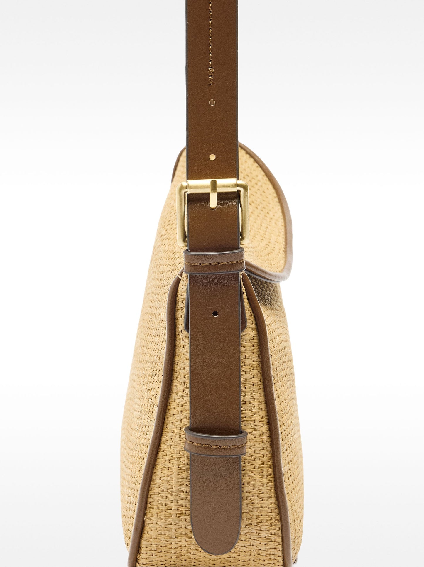 Crossbody Bag With Straw Effect Flap