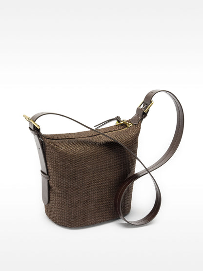 Shoulder Bag With Straw Effect And Pendant