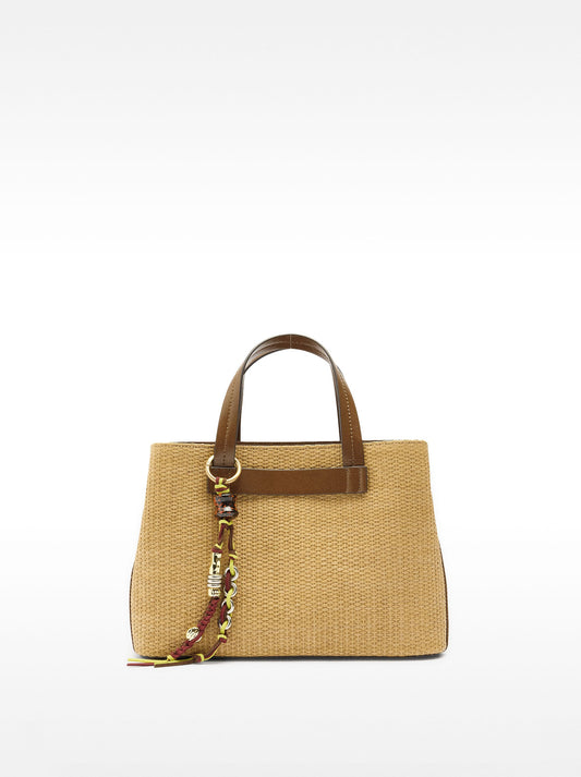 Tote Bag Straw Effect With Strap