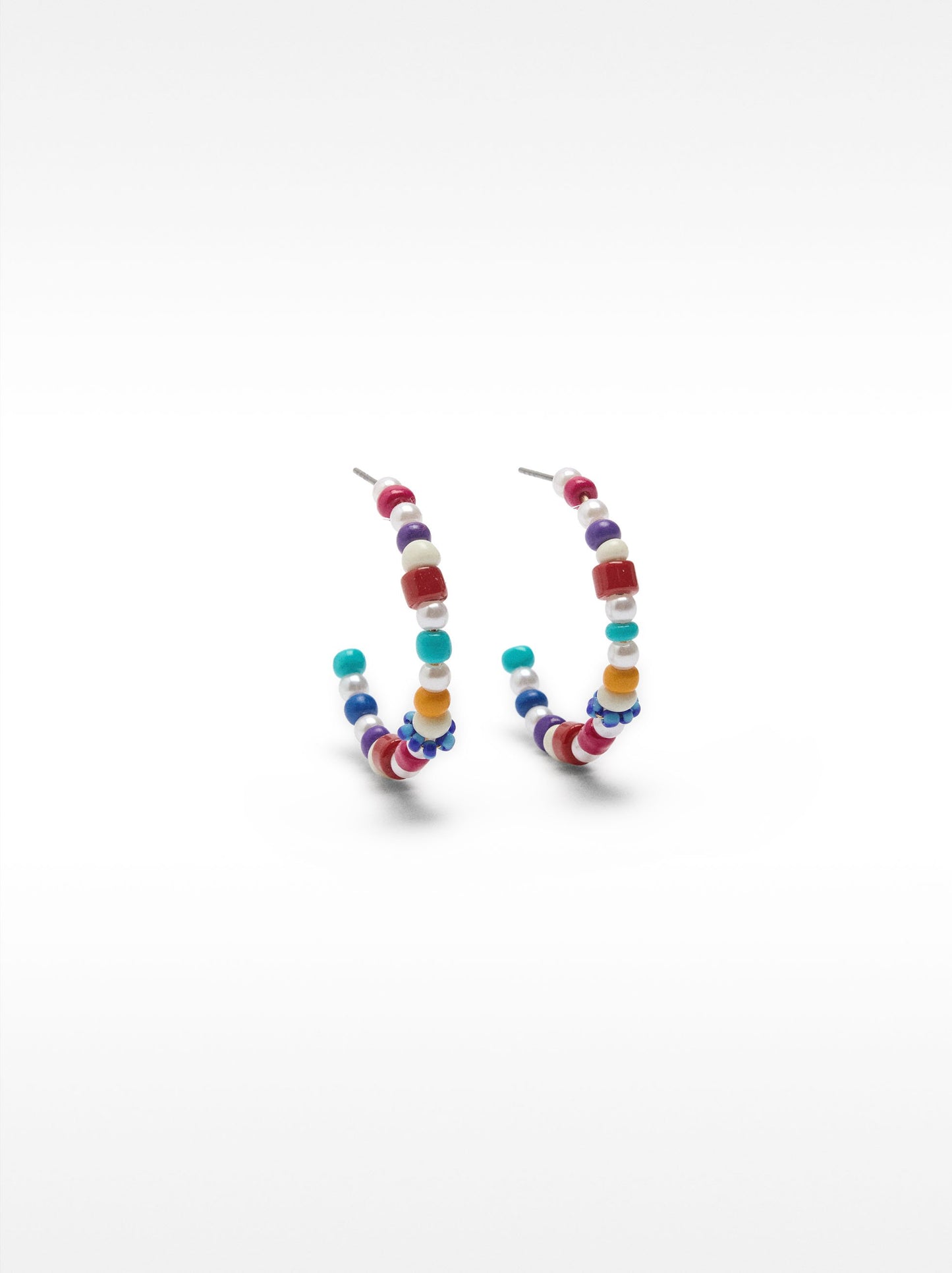 Hoop Earrings With Multicolored Beads