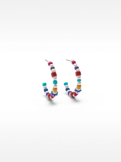 Hoop Earrings With Multicolored Beads