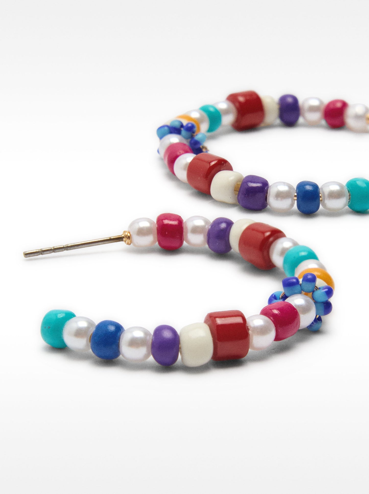 Hoop Earrings With Multicolored Beads