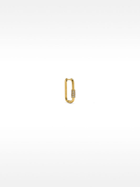 Single Hoop Earring With Crystals - Stainless Steel