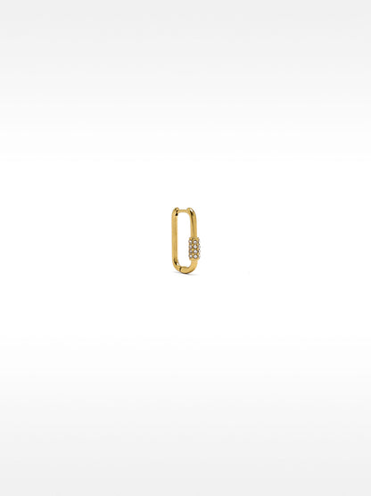 Single Hoop Earring With Crystals - Stainless Steel