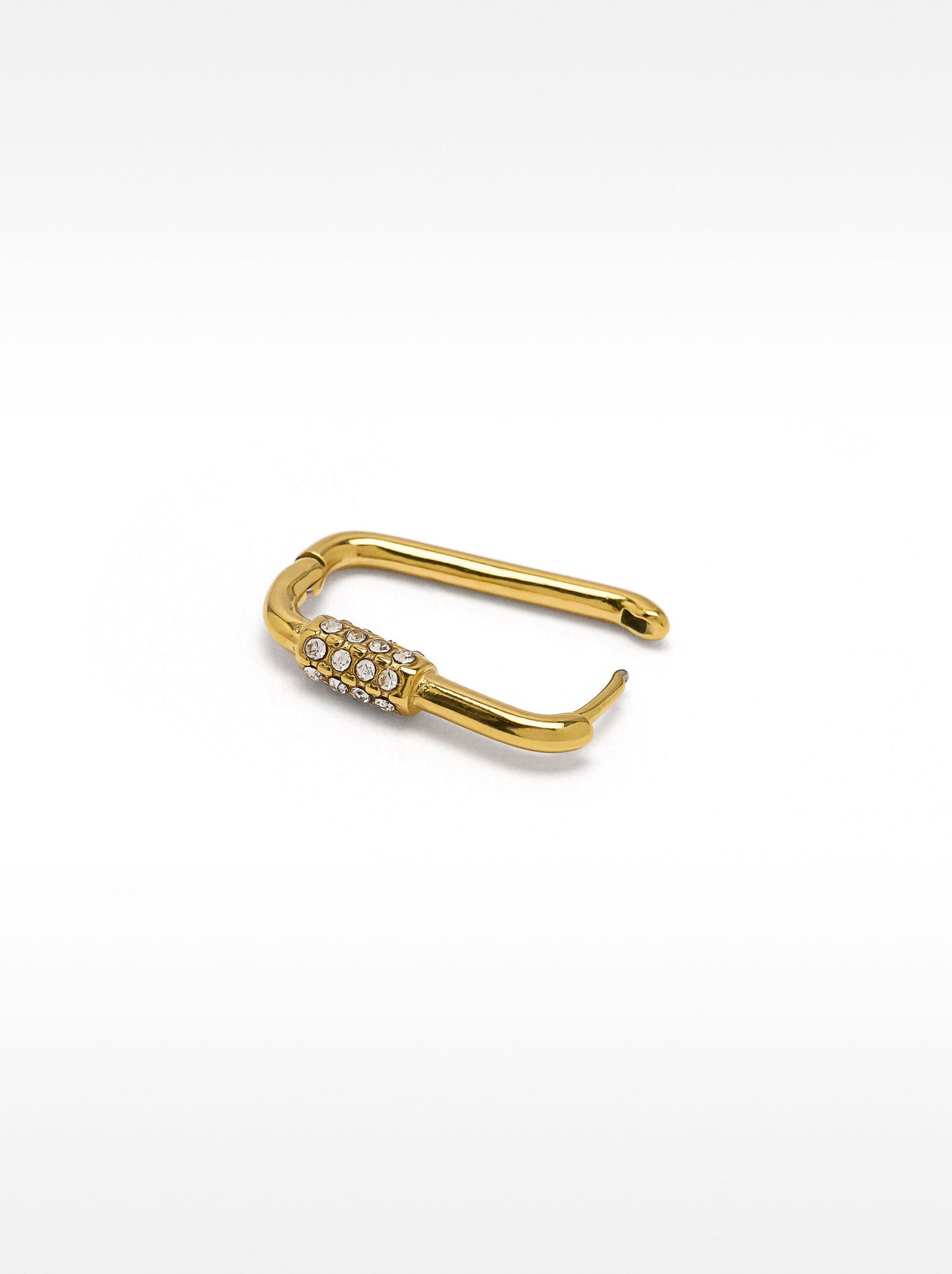 Single Hoop Earring With Crystals - Stainless Steel