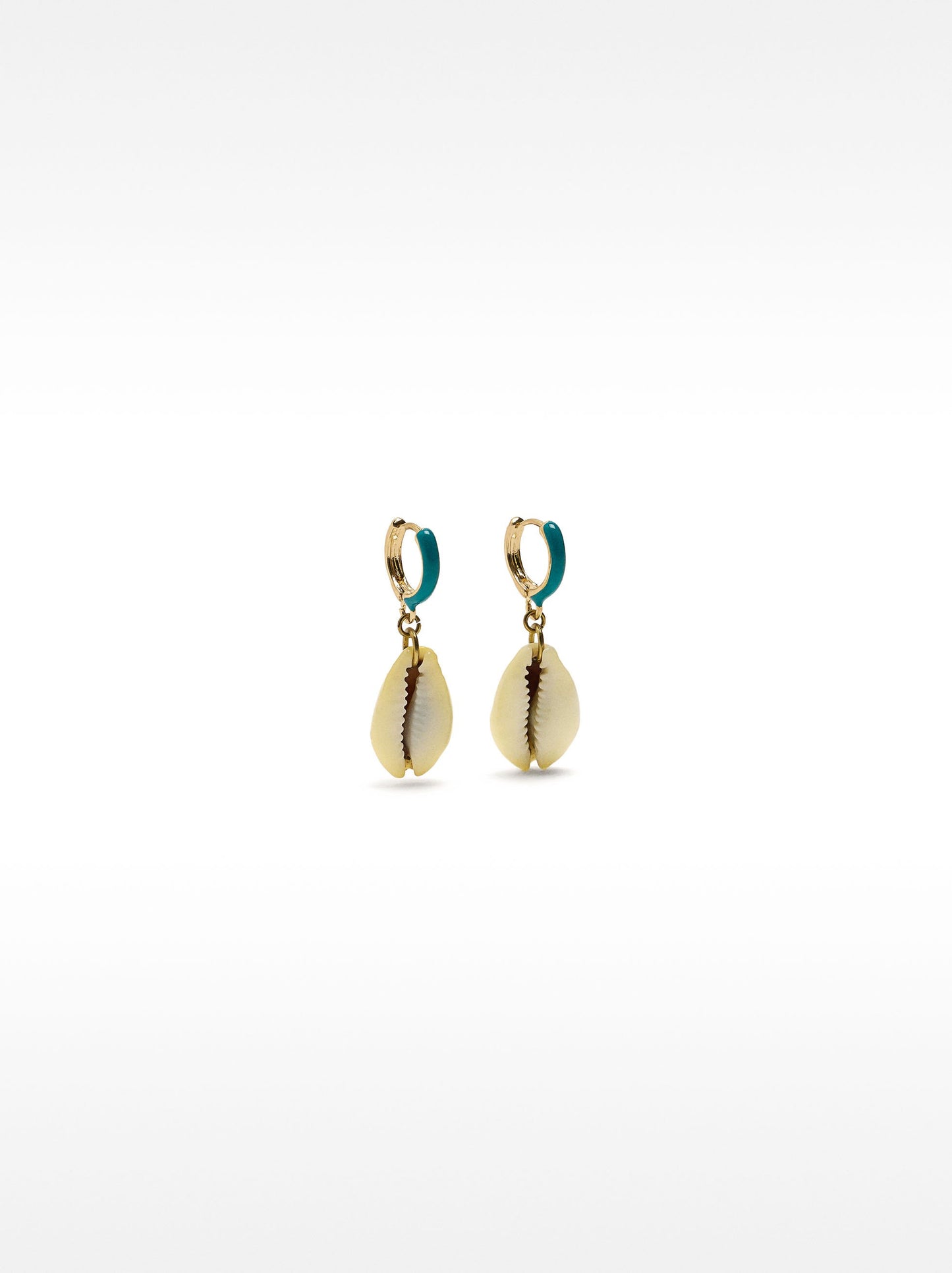 Enamel Hoop Earrings With Shells