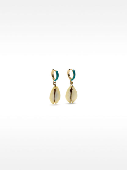 Enamel Hoop Earrings With Shells