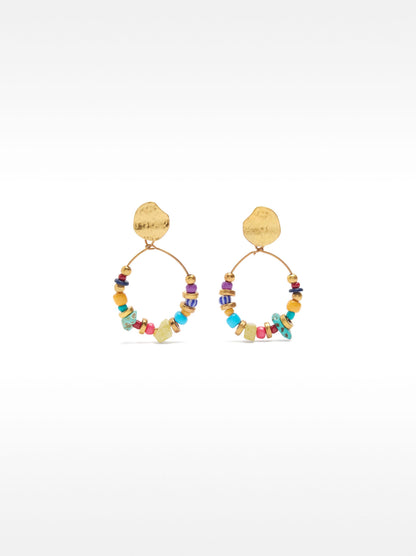 Hoop Earrings With Multicolor Beads