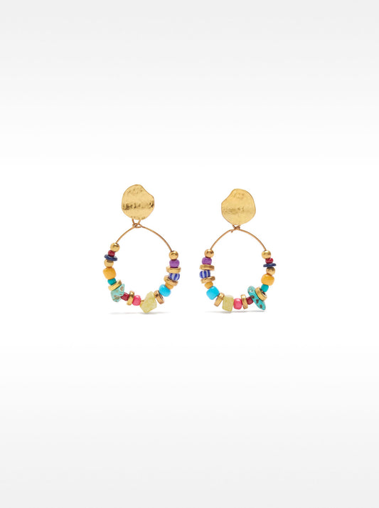 Hoop Earrings With Multicolor Beads
