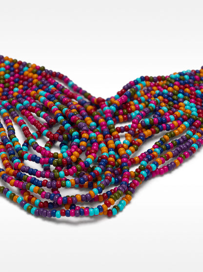 Long Oval Earrings With Multicolor Beads