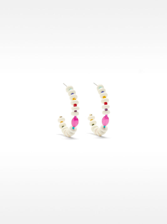 Hoop Earrings With Multicolored Beads