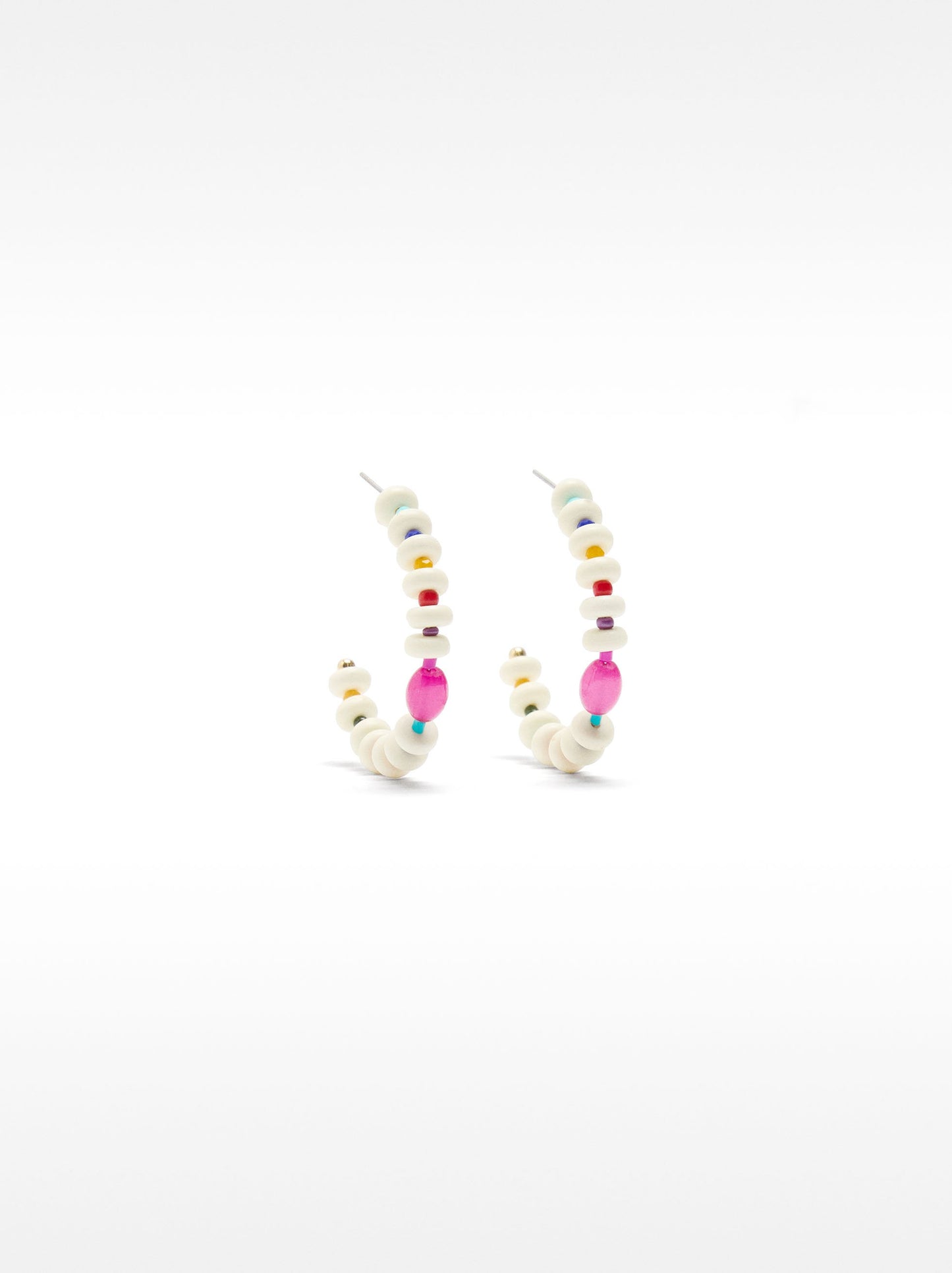 Hoop Earrings With Multicolored Beads