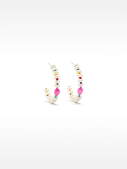Hoop Earrings With Multicolored Beads