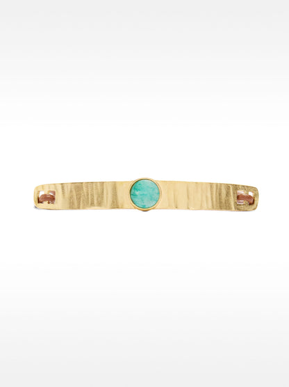 Leather Bracelet With Plate And Stone