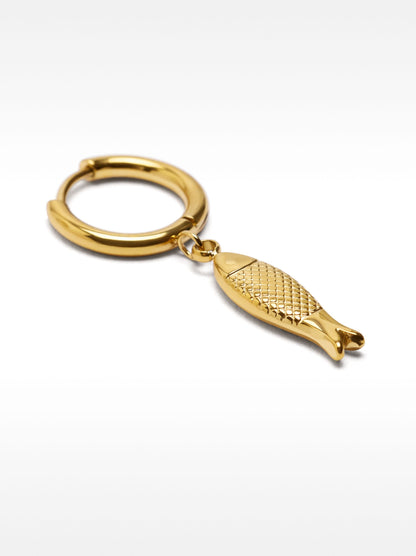 Fish Single Hoop Earring - Stainless Steel