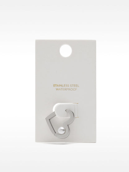Heart Single Hoop Earring- Stainless Steel