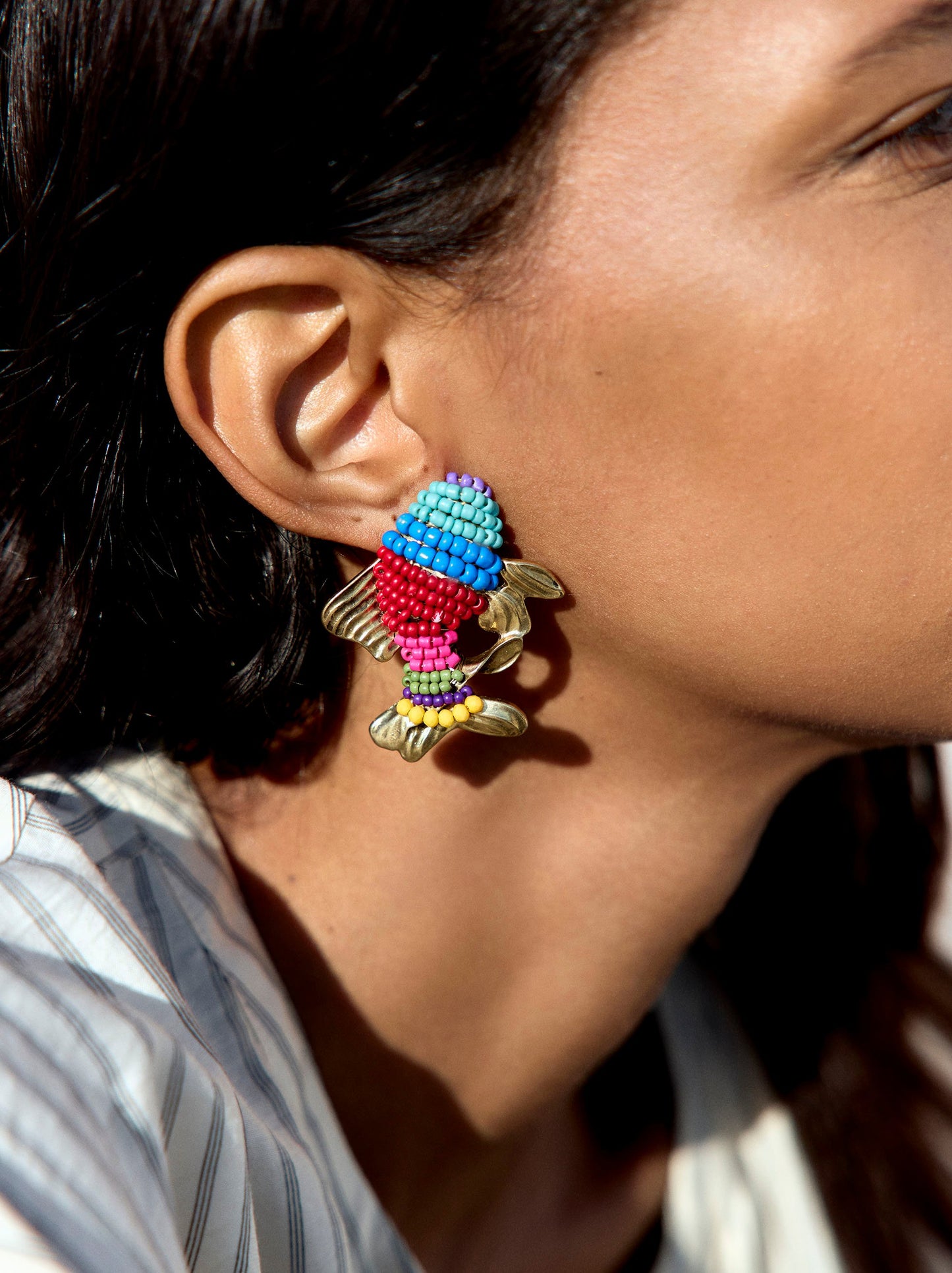 Fish Earrings With Multicolor Beads