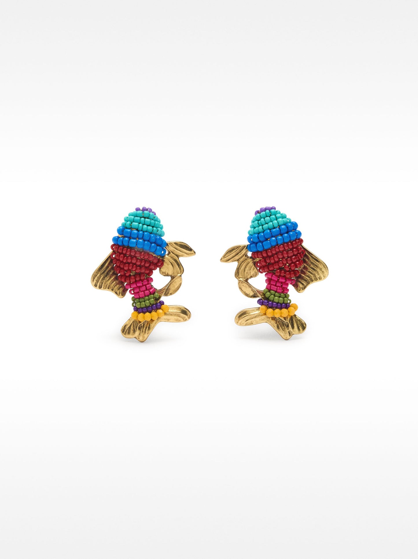 Fish Earrings With Multicolor Beads