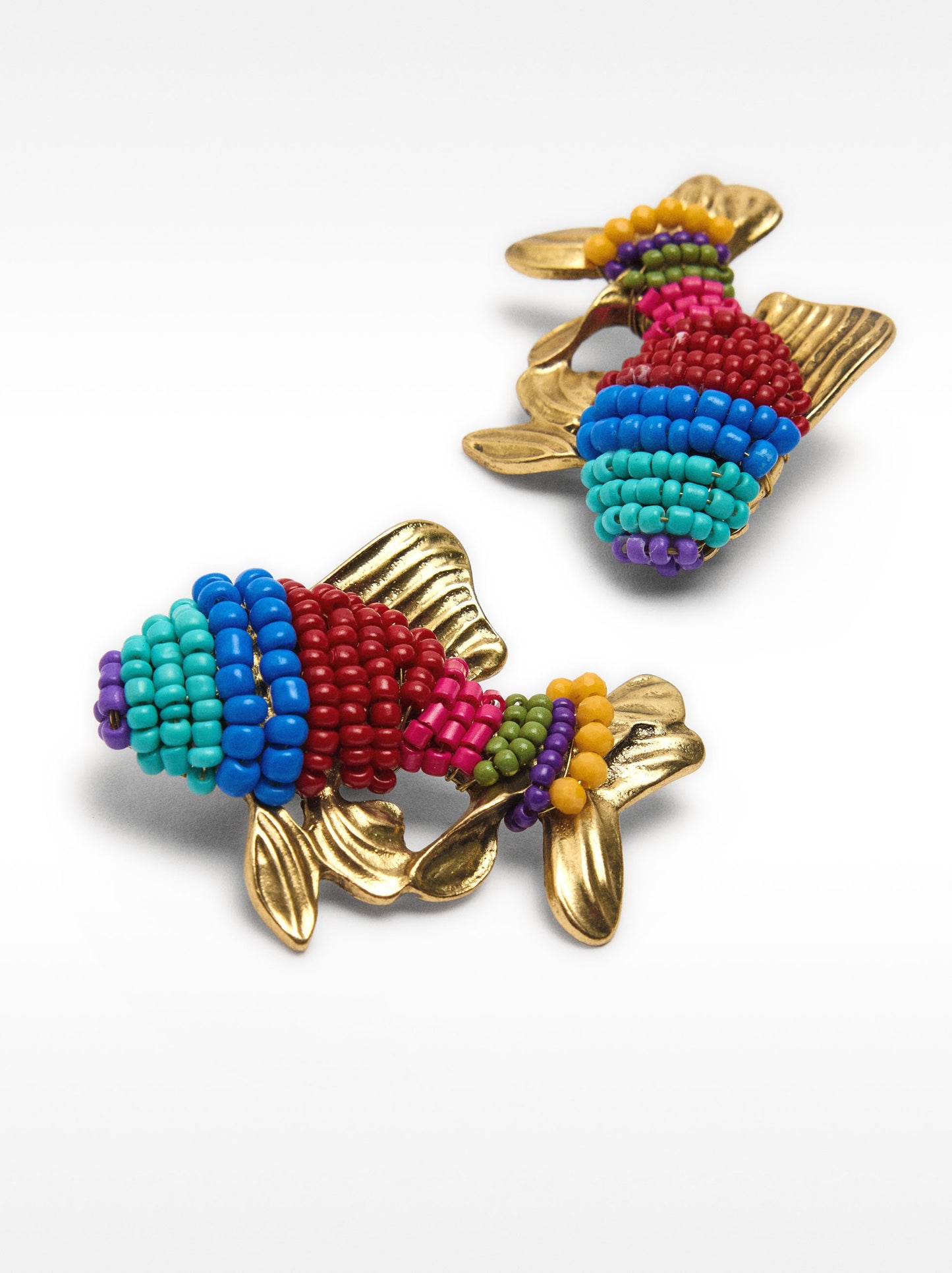 Fish Earrings With Multicolor Beads
