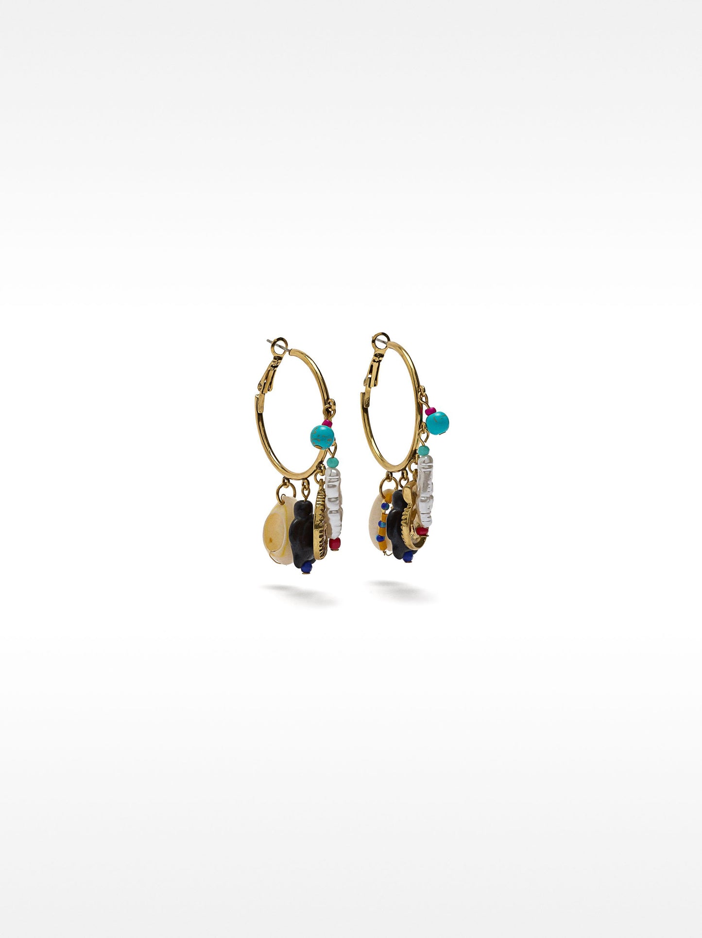 Hoop Earrings With Stones And Shells