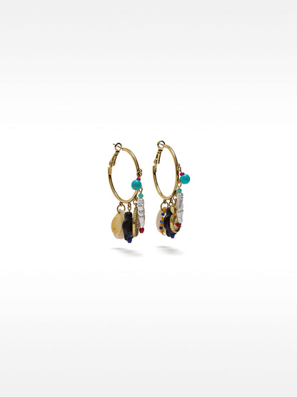 Hoop Earrings With Stones And Shells