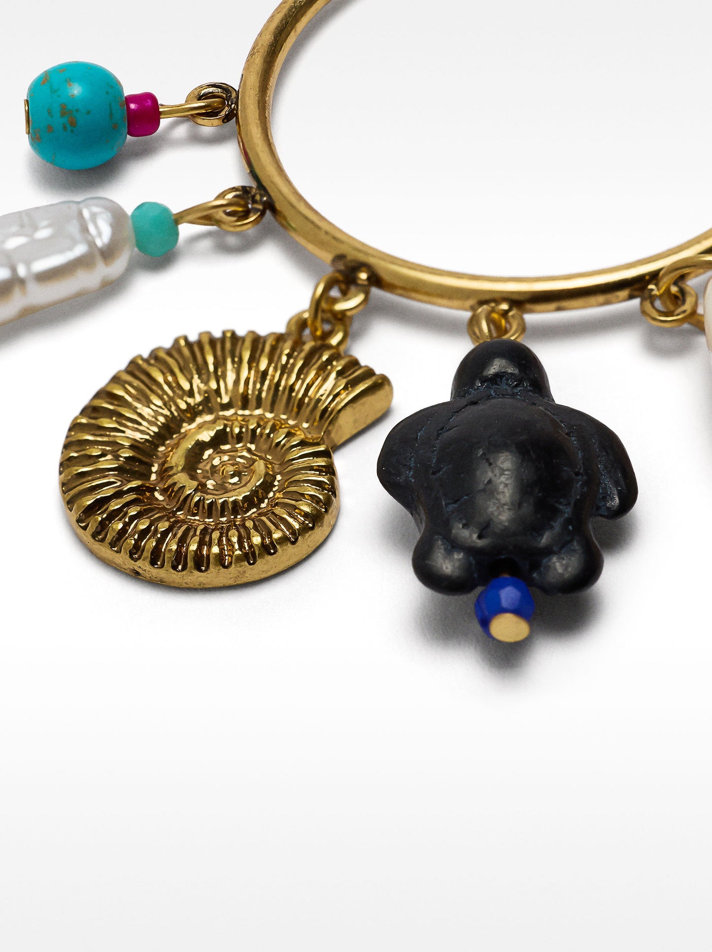 Hoop Earrings With Stones And Shells