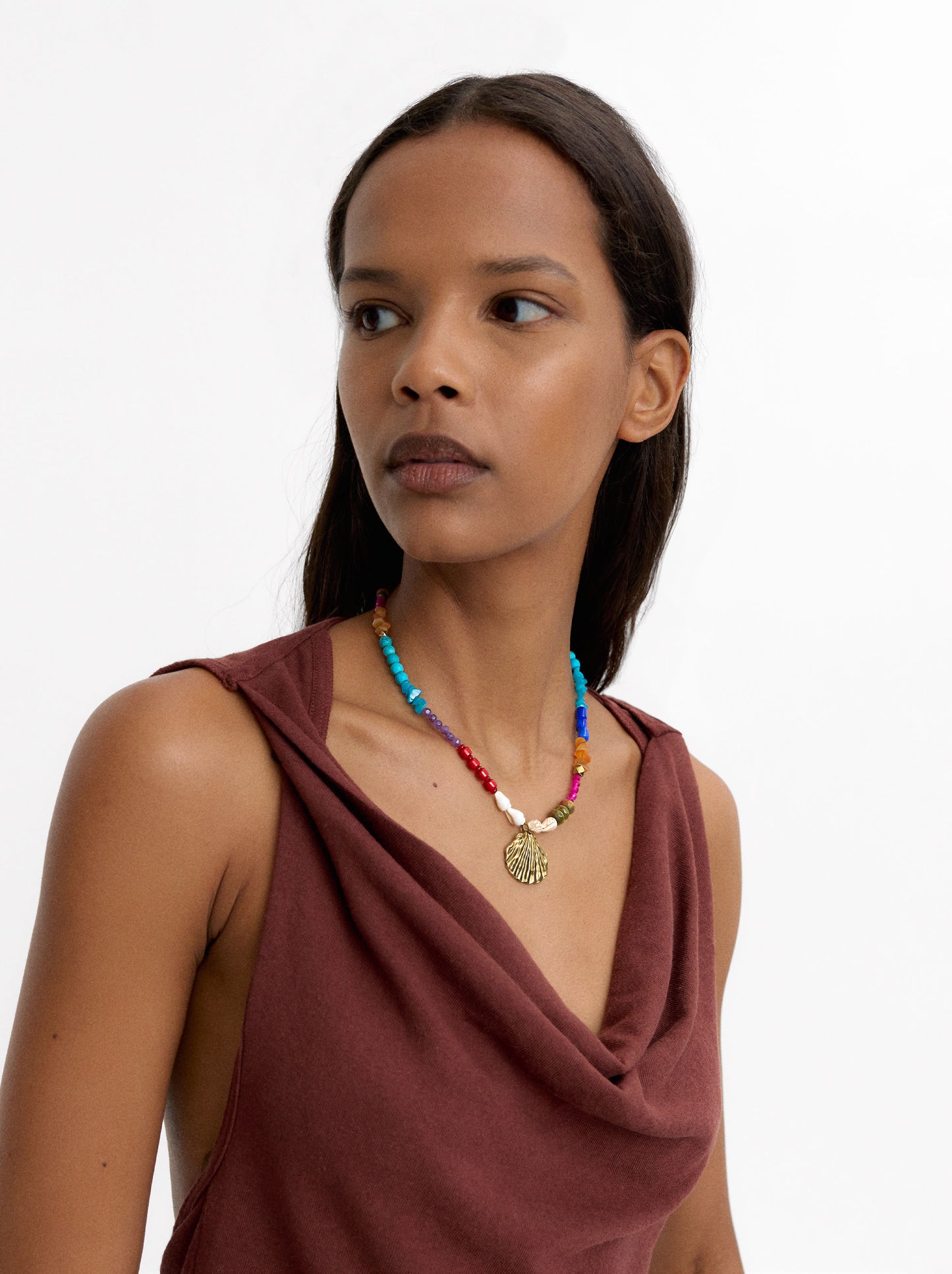 Multicolor Necklace With Stones And Pendant