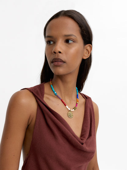 Multicolor Necklace With Stones And Pendant