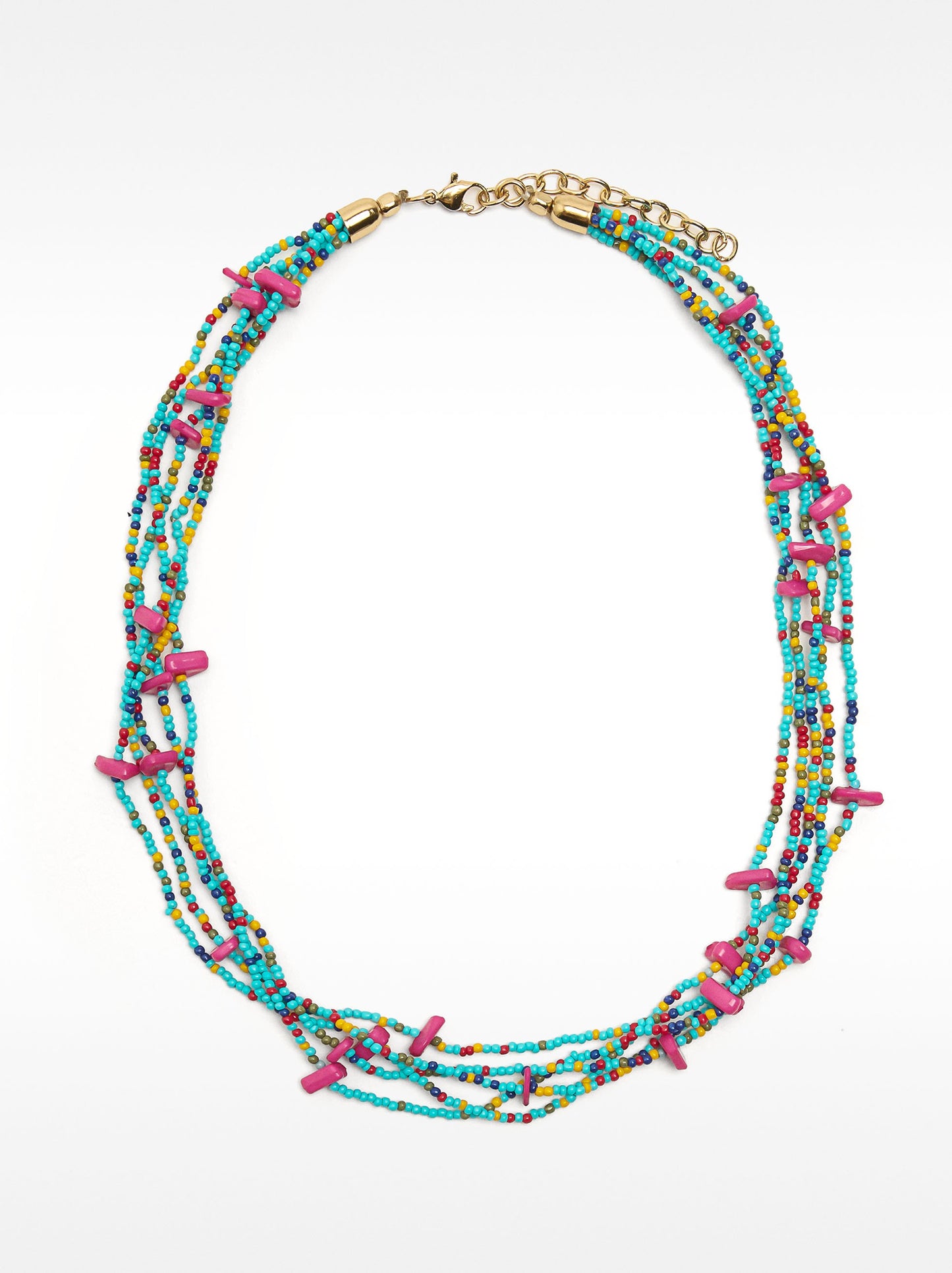 Short Necklace With Multiple Strands Of Beads