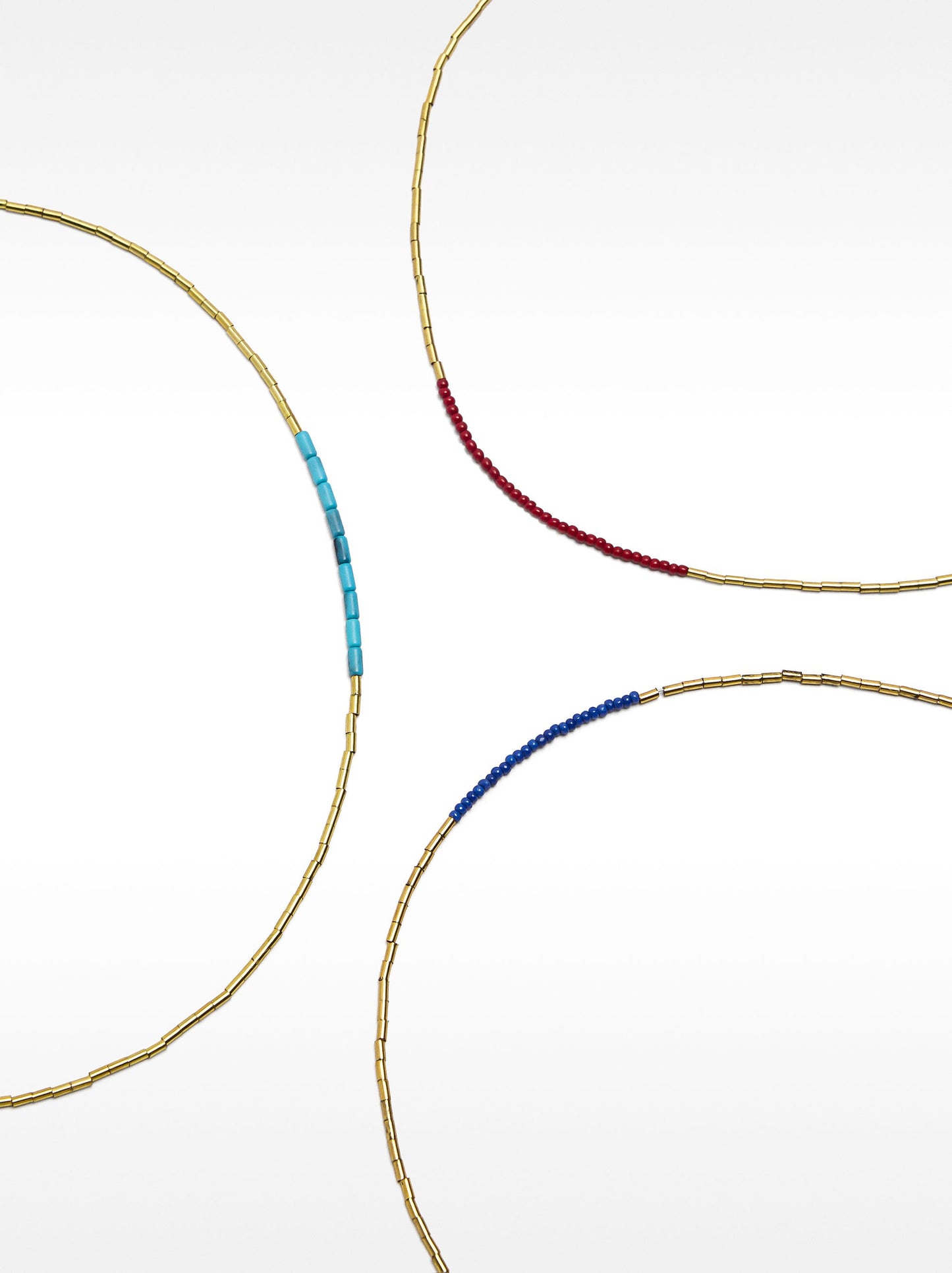 Set Of Short Necklaces With Stones