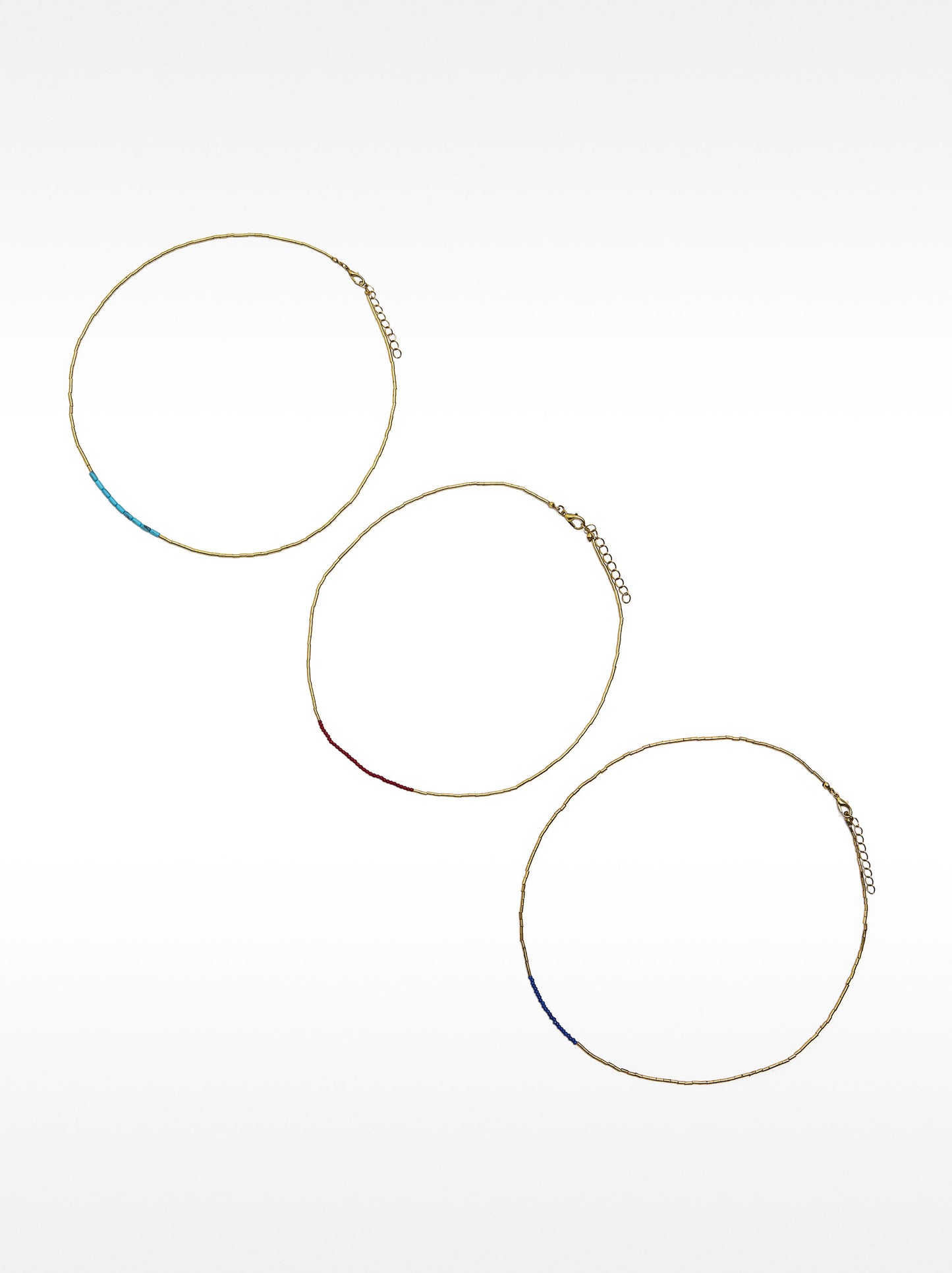 Set Of Short Necklaces With Stones