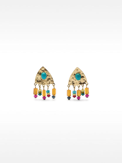 Triangle Earrings With Stone
