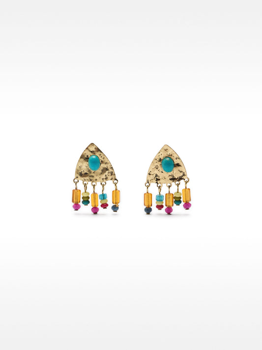 Triangle Earrings With Stone