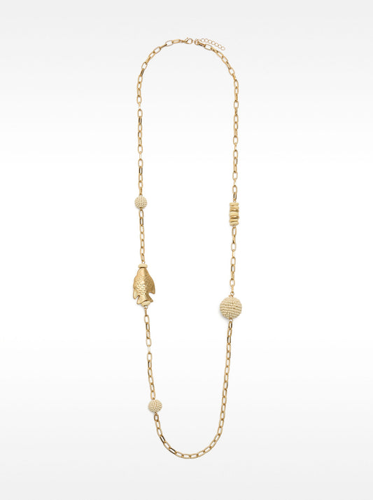 Long Necklace Of Links With Fish And Spheres