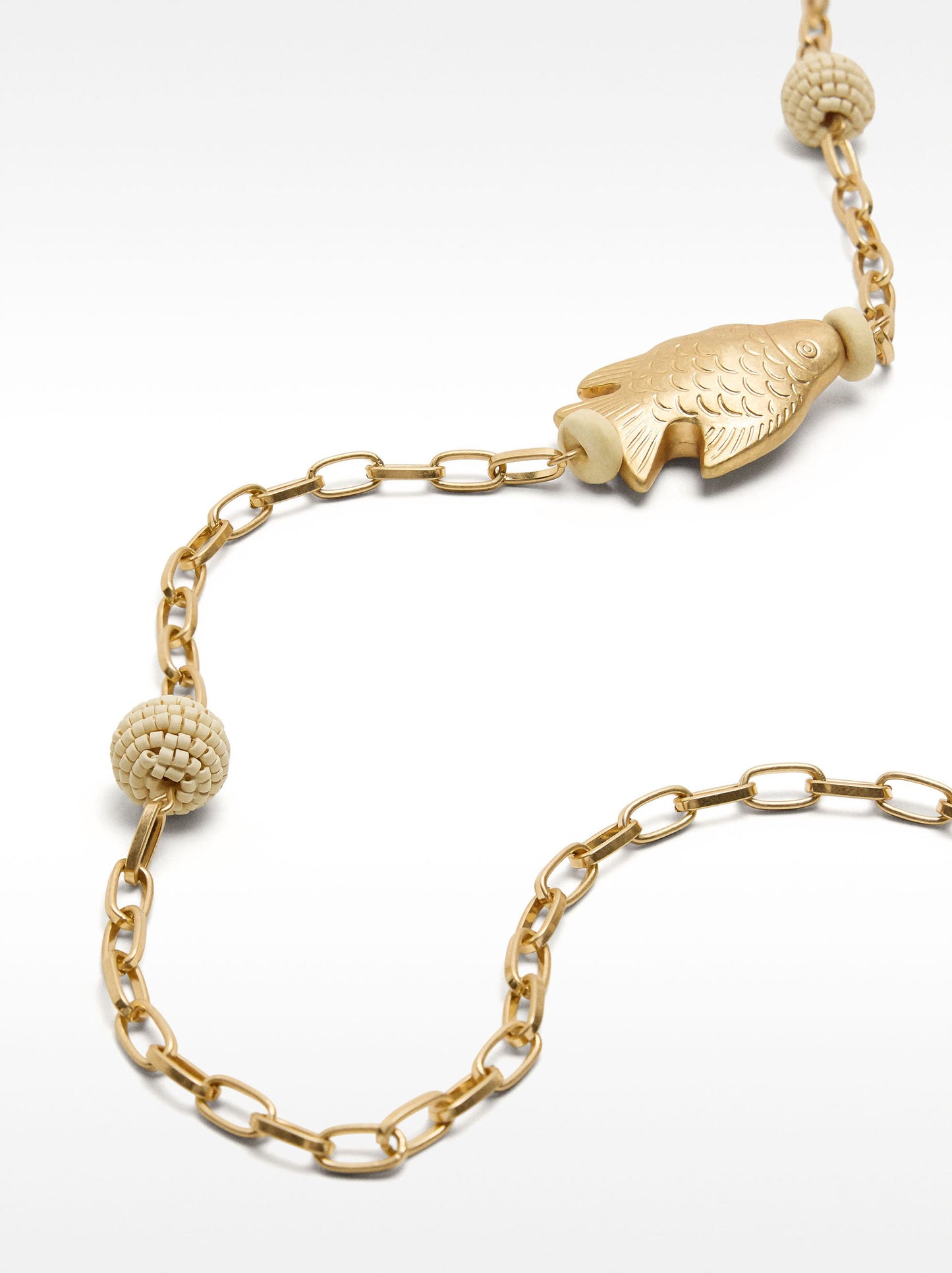 Long Necklace Of Links With Fish And Spheres