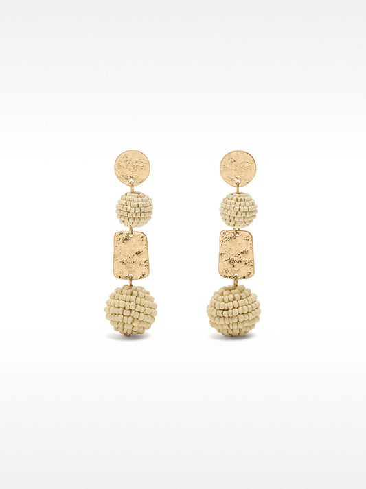 Long Earrings With Beaded Spheres