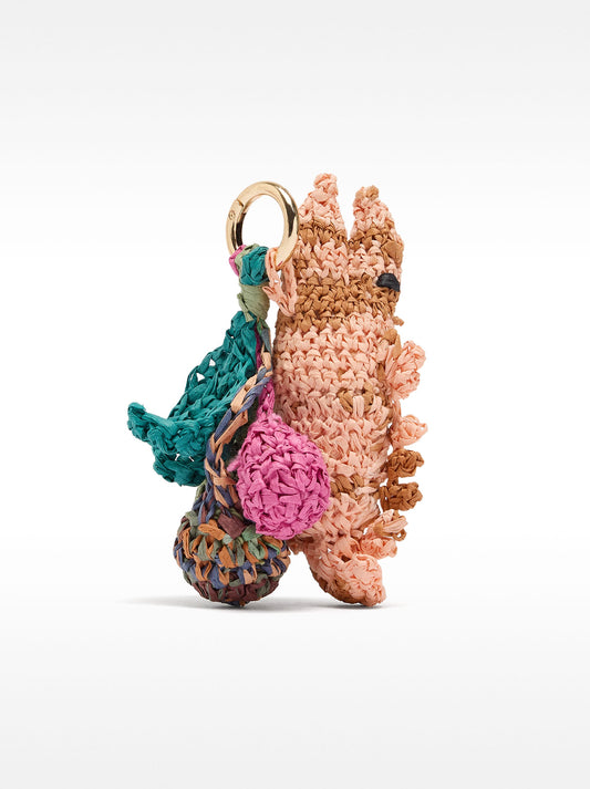 Multicolor Raffia Fish Charm Keychain