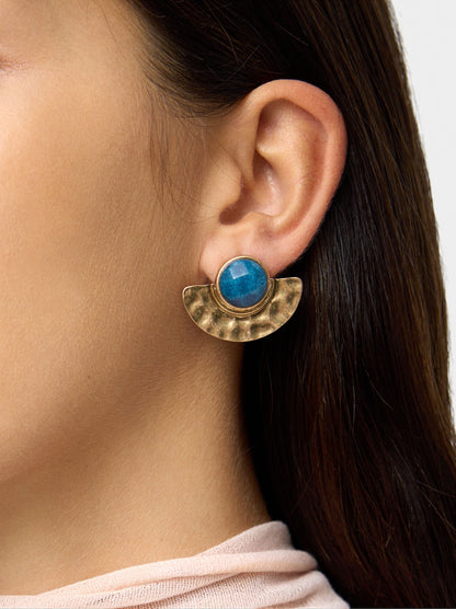 Fan Earrings With Stones