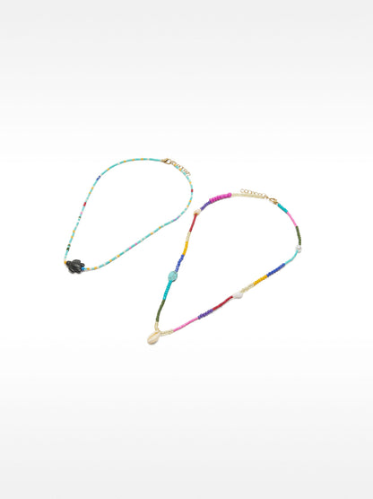 Multicolor Necklace Set With Turtle Pendant