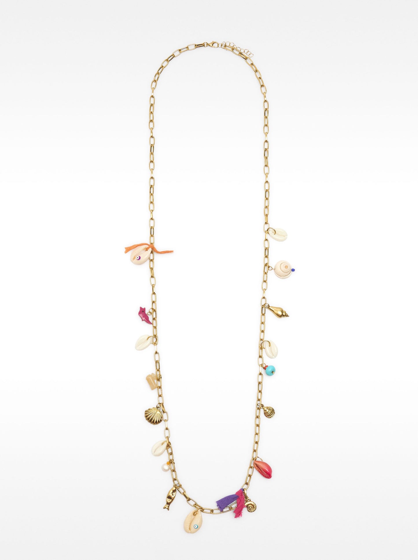 Long Chain Necklace With Shells