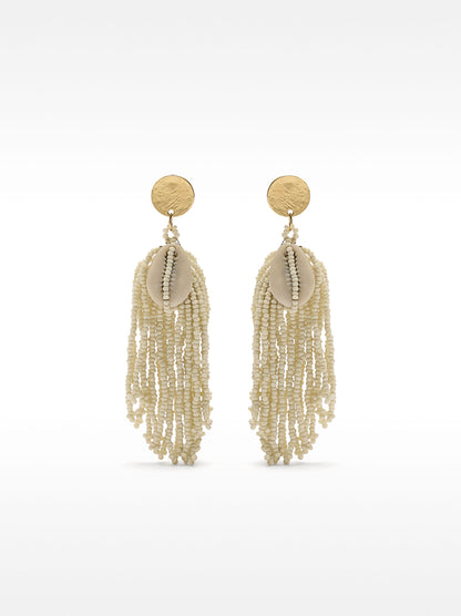 Long Beaded Earrings With Shells