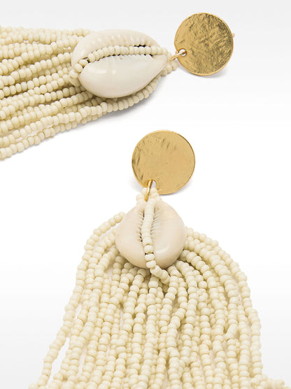 Long Beaded Earrings With Shells