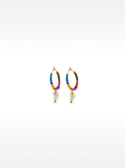 Hoop Earrings With Multicolor Beads