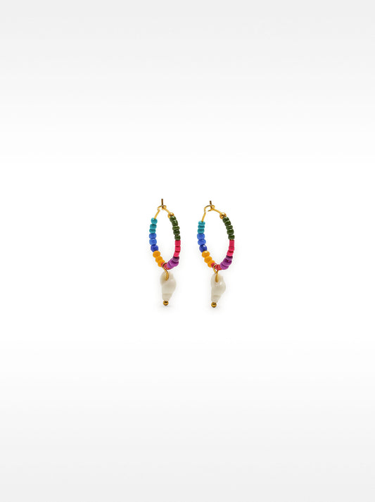 Hoop Earrings With Multicolor Beads