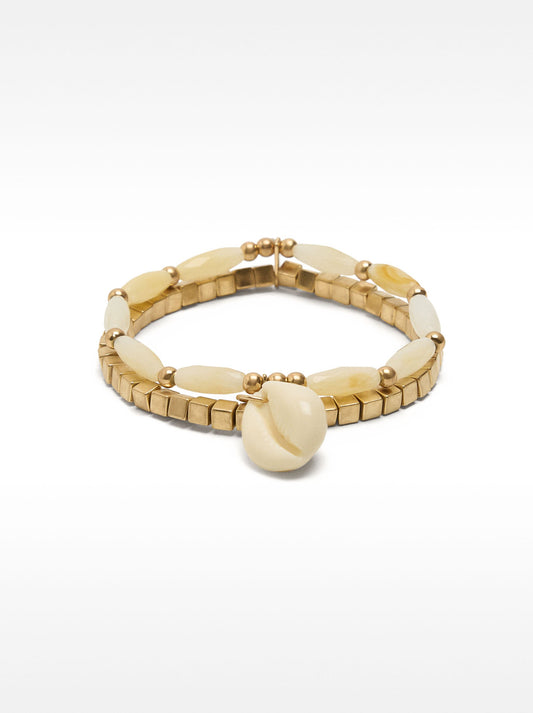 Elastic Bracelet Set With Shell Pendant