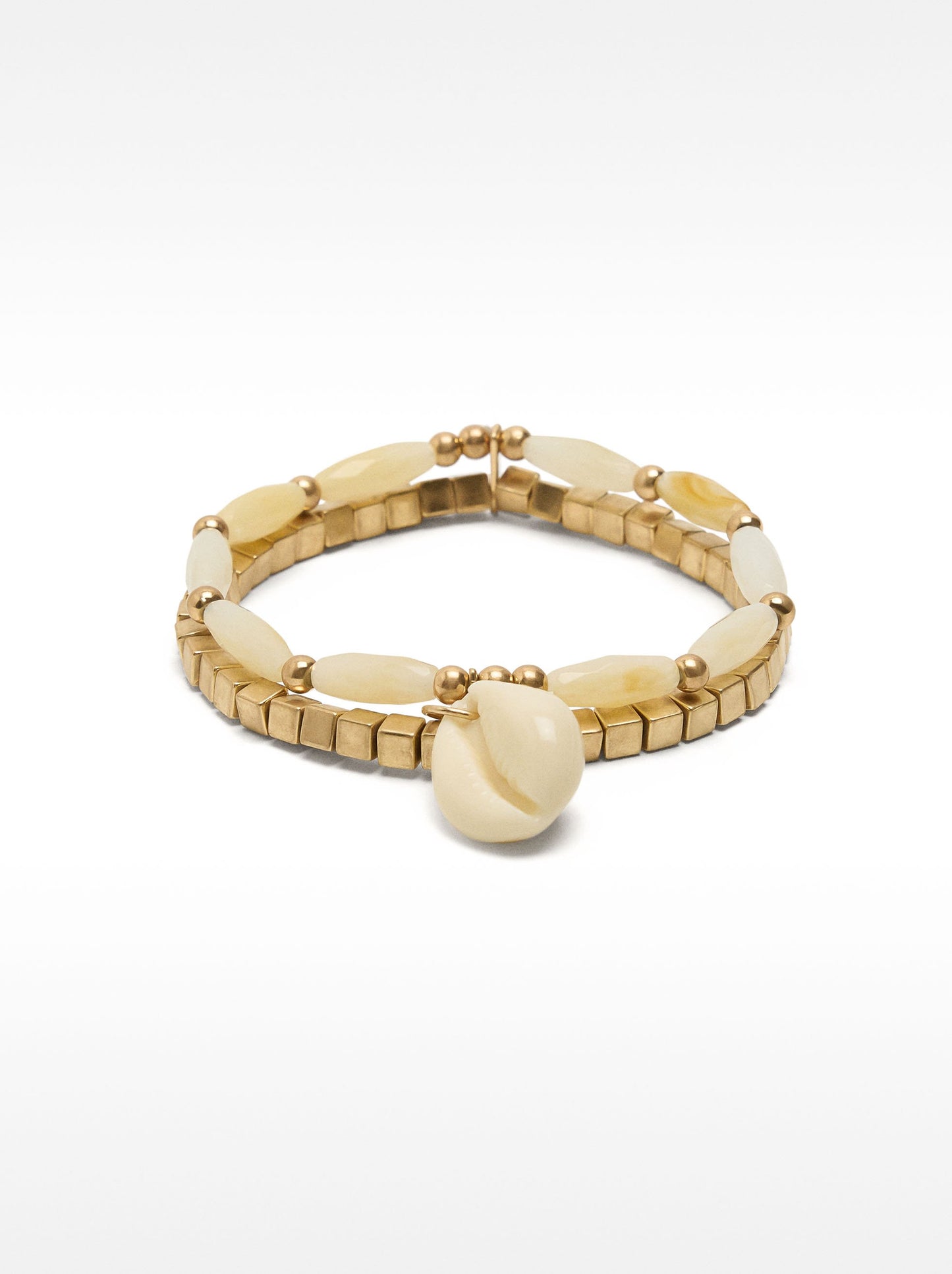 Elastic Bracelet Set With Shell Pendant