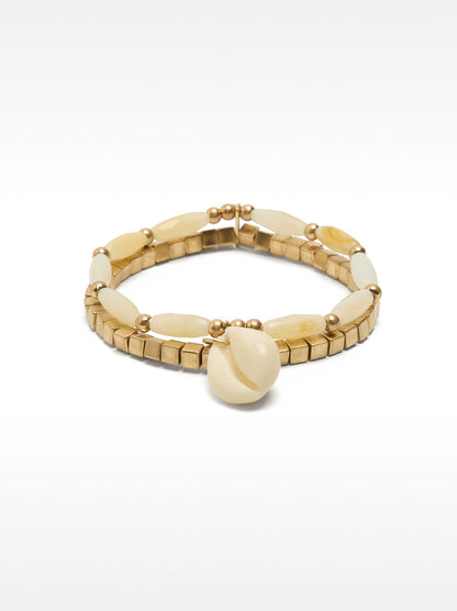 Elastic Bracelet Set With Shell Pendant